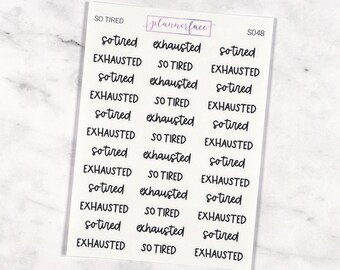 So Tired Scripts | Lettering Planner Stickers, Planning Scripts, Mixed Hand Lettered Fonts in Black (S048)