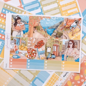 Kit d'autocollants hebdomadaires Italia pour aménagement vertical (7 x 9, B6, A5) | Plus de 6 pages d'autocollants fonctionnels et décoratifs pour agenda, pour garder la mémoire