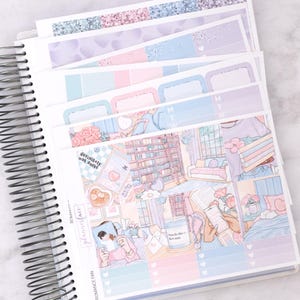 Kit di adesivi settimanali Romance Fan per la pianificazione verticale (7x9, B6 A5) / 7+ pagine di adesivi funzionali e decorativi per planner, per conservare i ricordi