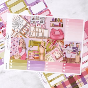 Kit settimanale Crafty Mini / Adesivi Anytime per pianificatori verticali, set decorativo e funzionale da 4 pagine per diari di pianificazione o di conservazione dei ricordi