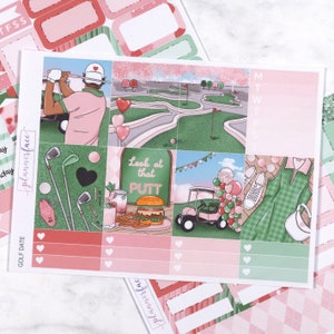 Golf Date Valentijnsdag Love Planner Sticker Kit voor 1,5 inch verticale planners (B6, A6) Inclusief functionele en decoratieve stickers - MINI