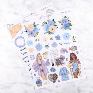 I Love Me Journalling Kit voor Bullet Journals & Notebooks, Scrapbooking Sticker Set, Dagelijkse Planner Decoratiebundel met Bloemendeco