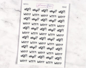 WTF?! Scripts | Lettering Planner Stickers, Planning Scripts, Mixed Hand Lettered Fonts in Black (S042)