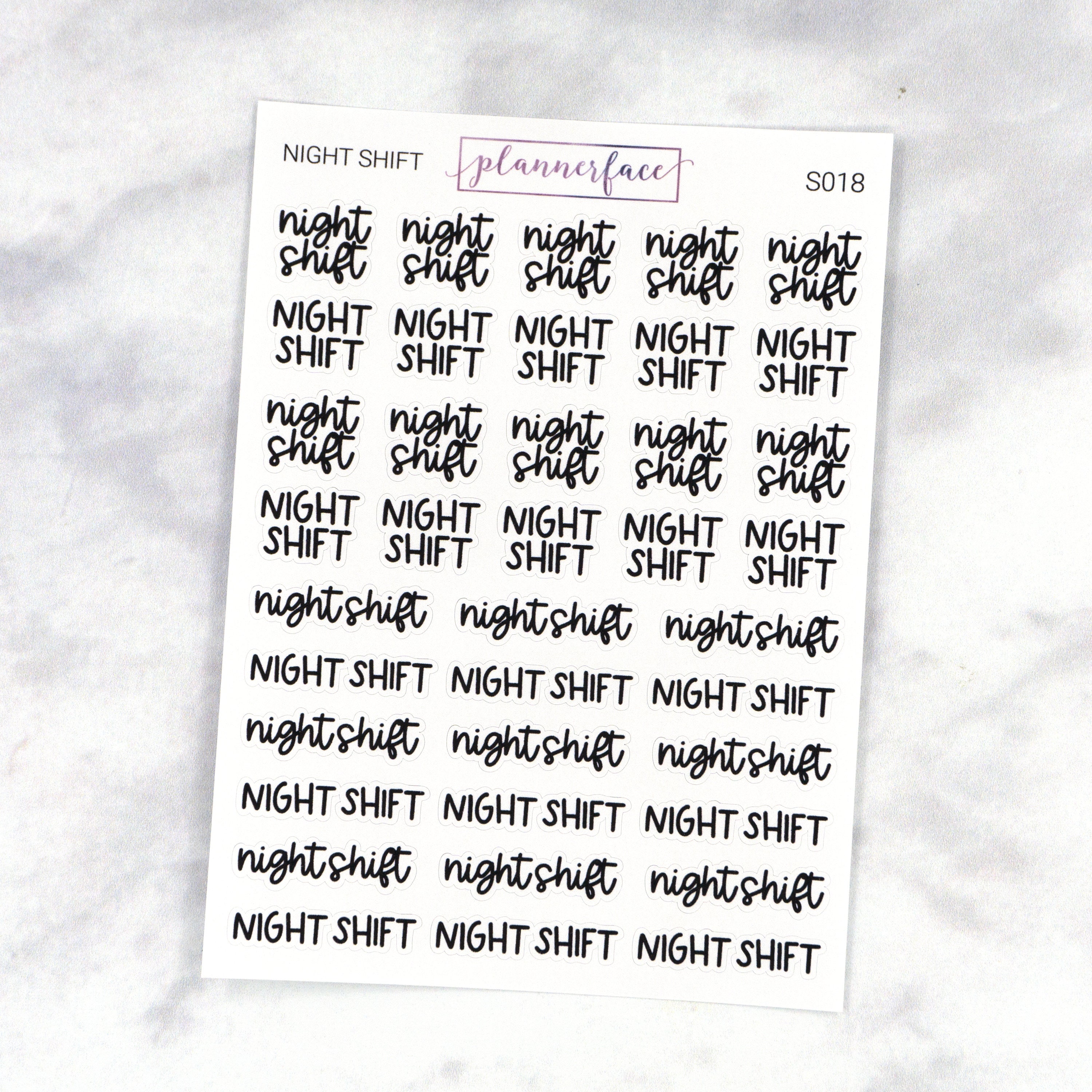Night Shift Scripts Lettering Planner Stickers Planning Etsy UK