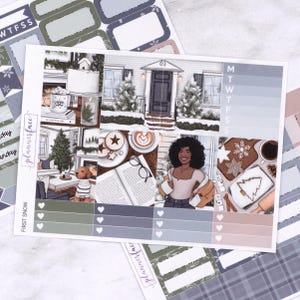 Kit settimanale First Snow Mini / Adesivi invernali per planner verticali, set decorativo e funzionale da 4 pagine per la pianificazione o la conservazione dei ricordi