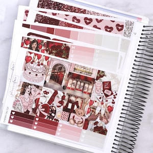 Kit d'autocollants hebdomadaires Cerise sur le dessus pour aménagement vertical (7 x 9, B6 A5) | Plus de 6 pages d'autocollants fonctionnels et décoratifs pour agenda, pour garder la mémoire