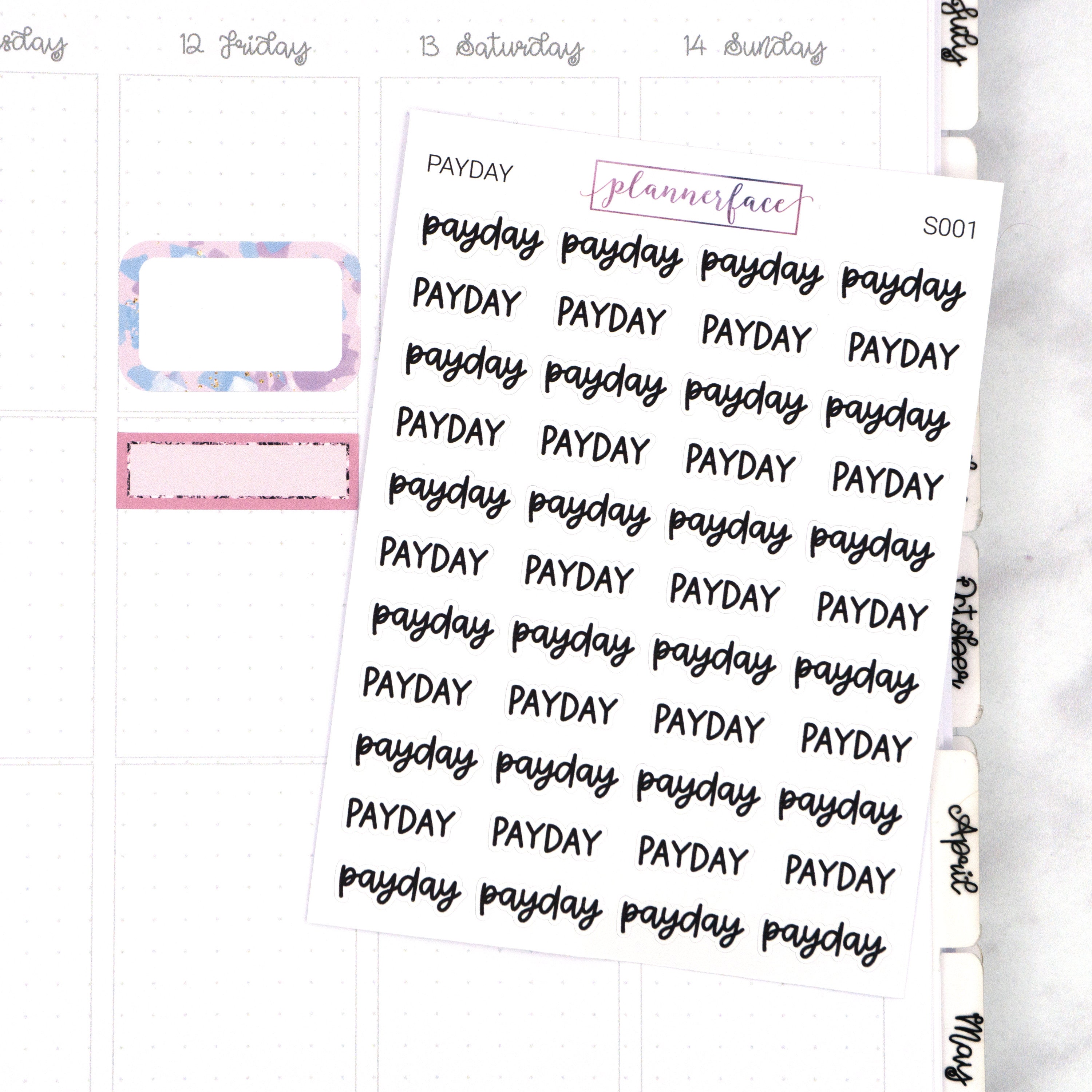 Pay Day Lettering Payday Scripts Lettering Planner Stickers S001 | Etsy