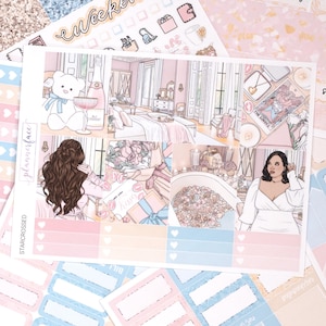 Kit di adesivi settimanali Starcrossed per la pianificazione verticale (7x9, B6 A5) / 7+ pagine di adesivi funzionali e decorativi per planner, per conservare i ricordi