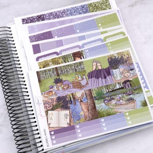 Kit d'autocollants hebdomadaires Bluebell Wood pour aménagement vertical (7 x 9, B6 A5) | 7 pages d'autocollants fonctionnels et décoratifs pour agenda, pour garder la mémoire