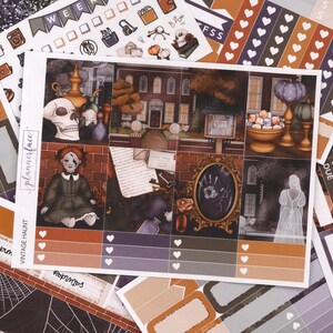 Kit d'autocollants hebdomadaires vintage Haunt pour aménagement vertical (7 x 9, B6 A5) | Plus de 6 pages d'autocollants fonctionnels et décoratifs pour agenda, pour garder la mémoire