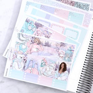 Kit di adesivi settimanali Snowbound per la pianificazione verticale (7x9, B6 A5) / 7 pagine di adesivi funzionali e decorativi per pianificatori, conservazione dei ricordi