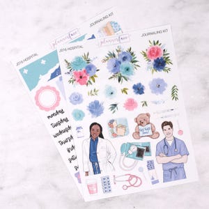 Kit de journalisation d'hôpital pour Bullet Journals et cahiers, ensemble d'autocollants de scrapbooking, lot de décorations d'agenda quotidien avec fleurs