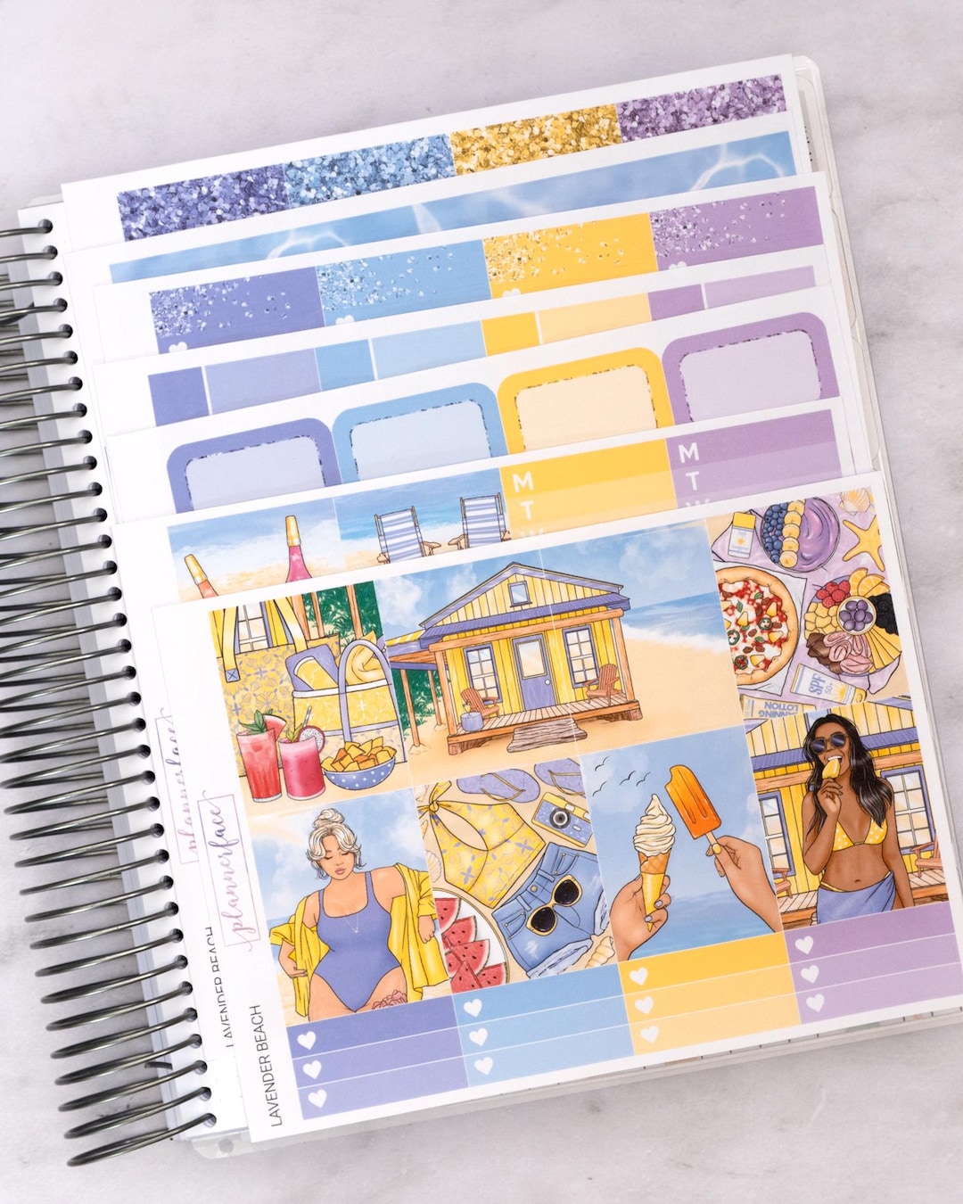 Lavender Beach Weekly Sticker Kit for Vertical Planning (7x9, B6 A5 ...