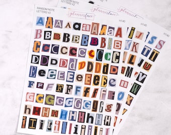 Ransom Letter V2 Stickers: Alphabet Cutout Magazine Style Stickers - 3 Sheets