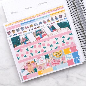 Kit mensile Blossoming / Kit di adesivi mensili primaverili da utilizzare con i planner verticali, kit di distribuzione mensile verticale standard, vista mensile