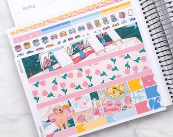 Blossoming Monthly Kit | Spring Monthly Sticker Kit for use with Vertical Planners, Standard Vertical Monthly Spread Kit, Monthly View