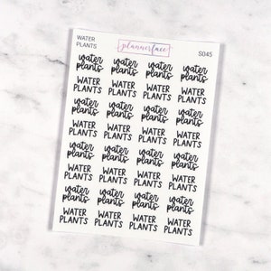 Guiones de plantas acuáticas / pegatinas del planificador de letras, guiones de planificación, fuentes mixtas con letras a mano en negro (S045)
