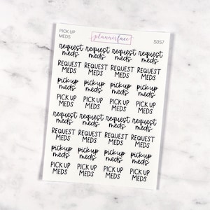 Pick Up Meds Scripts | Lettering Planner Stickers, Planning Scripts, Mixed Hand Lettered Fonts in Black (S057)