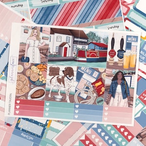 Kit semanal de pegatinas para planificadores británicos Planner Tavern para planificadores verticales de 1,5 pulgadas (7 x 9, B6, A5) Pegatinas funcionales y decorativas incluidas SVK