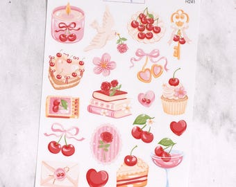 Cherry Love Journaling Stickers: Valentine Scrapbook Decoration