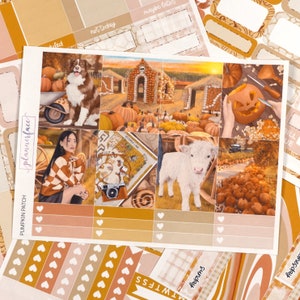 Kit hebdomadaire d'autocollants pour agenda d'automne citrouilles pour agendas verticaux de 1,5 pouce (7 x 9, B6, A5) Autocollants fonctionnels et décoratifs inclus - SVK