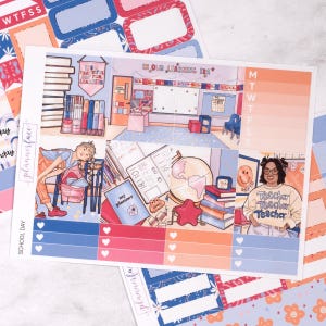 Kit settimanale mini per la giornata scolastica / Adesivi per il ritorno a scuola per planner verticali, set decorativo e funzionale da 4+ pagine per pianificare e conservare i ricordi
