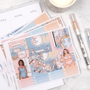 Perfect imperfecte wekelijkse stickerkit voor verticale planning (7x9, B6, A5) | 6+ pagina's met functionele en decoratieve plannerstickers