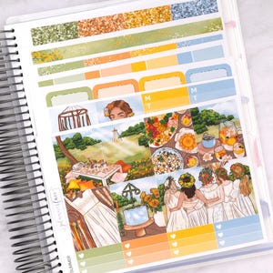 Kit di adesivi settimanali di mezza estate per la pianificazione verticale (7x9, B6 A5) / 7+ pagine di adesivi funzionali e decorativi per planner, per conservare i ricordi