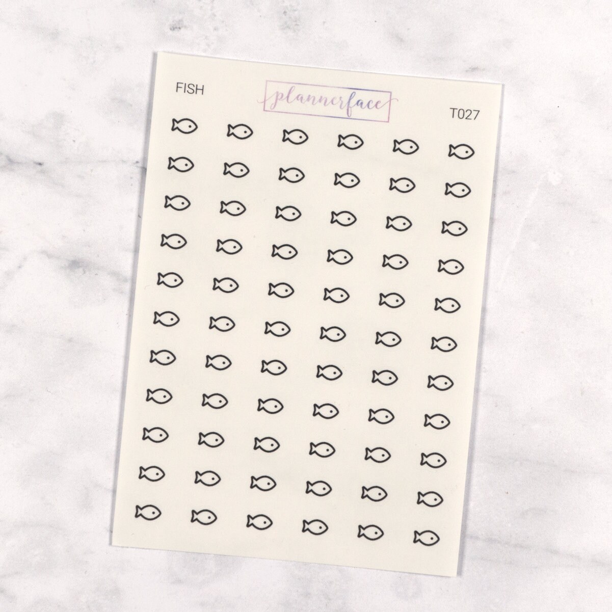 Fish Mini Icon Transparent Stickers | 66 Clear Planner Stickers, Functional  Planning, Minimalist, Hobonichi, Clear Black Simple (T027)