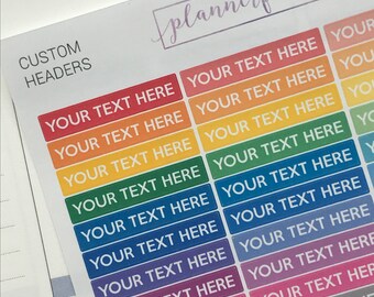 Custom Headers | Multicolour Rainbow Functional Stickers for Erin Condren - LEAVE NOTE at CHECKOUT