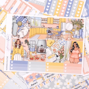 Kit hebdomadaire complet d'autocollants de l'agenda du matin (7 x 9 verticaux, A5) Planification et décoration de souvenirs créatifs (6 pages et plus) Thème à tout moment