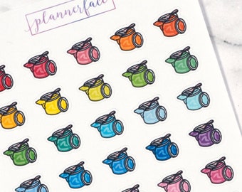 Paint Tin Planner Stickers | Home Renovation Mini Doodle Icons (35 Stickers Per Sheet) Cute & Colourful