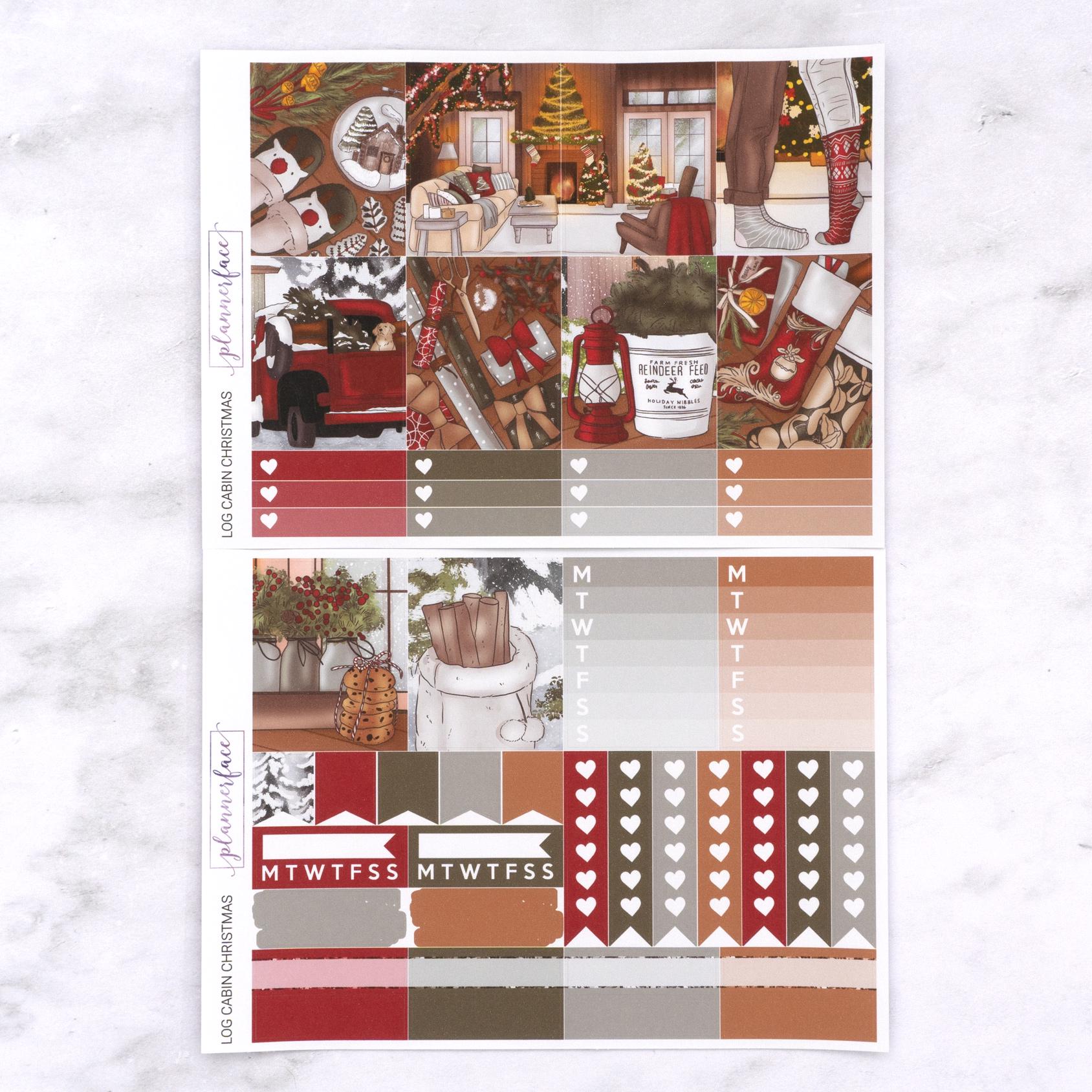 Log Cabin Christmas Weekly Sticker Kit for Vertical Planning (7x9, B6 ...