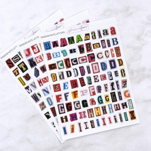 Ransom Letter Journalling Stickers (3 Sheets) for Junk Journals, Notebooks & Scrapbooking, Cut Out Alphabet Deco Titles