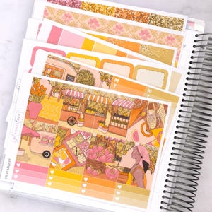 Kit di adesivi settimanali Fruit Market per la pianificazione verticale (7x9, B6 A5) / 7+ pagine di adesivi funzionali e decorativi per planner, per conservare i ricordi