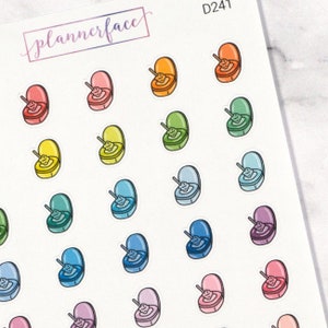Stickers pour planificateur de toilettes propres | Mini icônes de griffonnage (35 autocollants par feuille) mignonnes et colorées