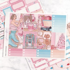 Kit de adesivos para planejador de quebra-nozes de Natal rosa para planejadores verticais de 1,5 polegadas (B6, A6) Adesivos funcionais e decorativos incluídos - MINI