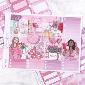 Like A Rose Valentijnsdag Love Planner Sticker Kit voor 1,5 inch verticale planners (B6, A6) Inclusief functionele en decoratieve stickers MINI