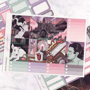 Kit di adesivi per agenda Gothic Romance Frankenstein Halloween per agende verticali da 1,5 pollici (B6, A6) Adesivi funzionali e decorativi - MINI