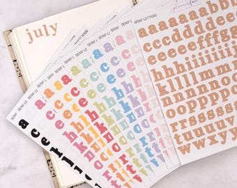 Serif Letter Alphabet Journalling Stickers for Bullet Journals & Notebooks, Junk Journal Scrapbook Craft Aesthetic | 13 Colours