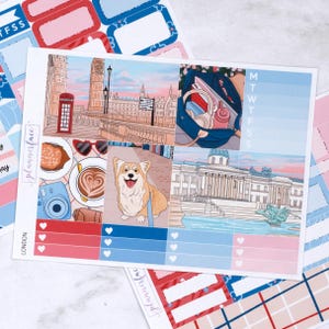 London Mini Weekly Kit / Adesivi Anytime per pianificatori verticali, set decorativo e funzionale da 4 pagine per diari di pianificazione o di conservazione dei ricordi