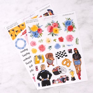 Kit de journalisation Lights Out and Away We Go pour Bullet Journals et cahiers, ensemble d'autocollants de scrapbooking, agenda quotidien décoratif, fleurs