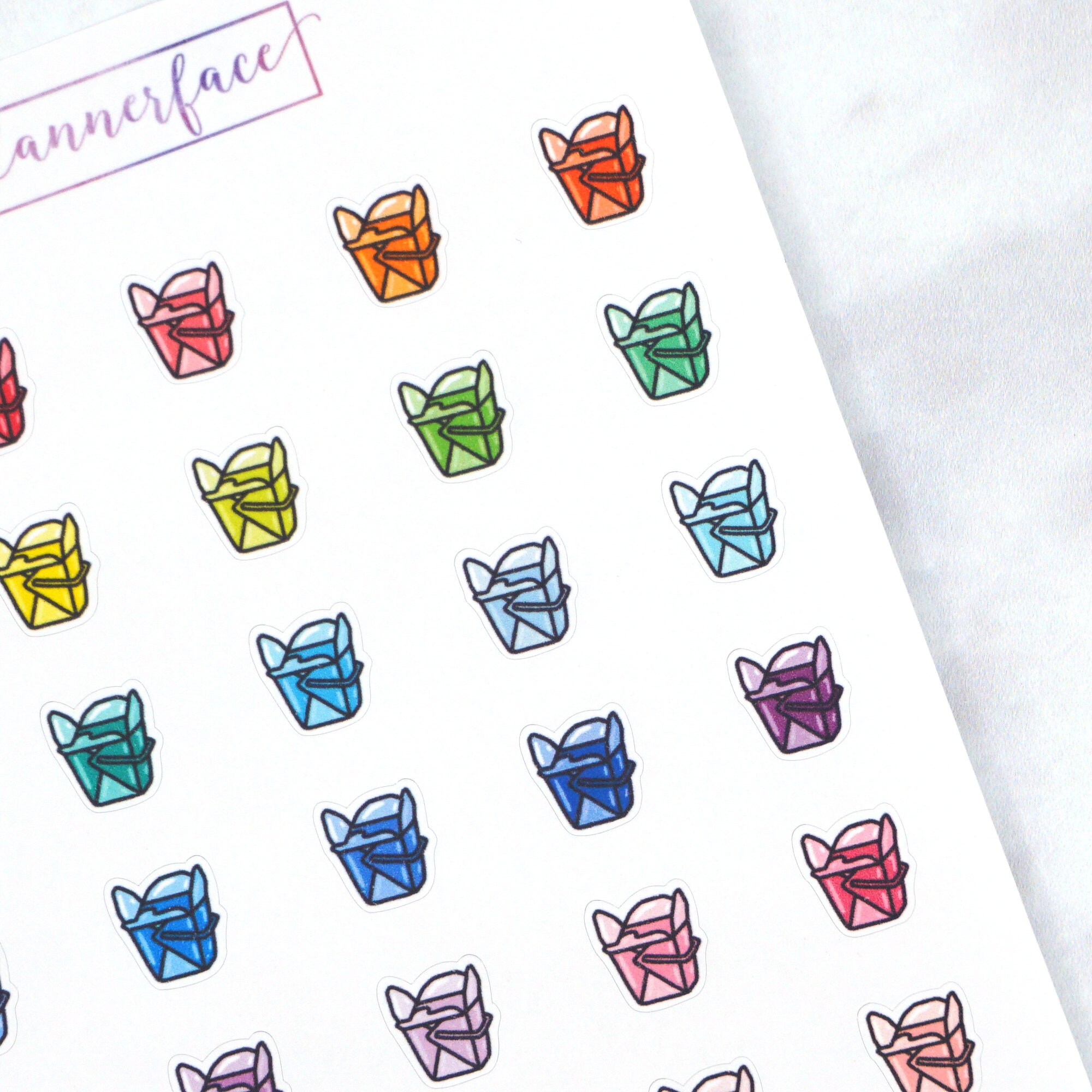 Chinese Takeaway Planner Stickers | Takeout, Noodles, Chow Mein Mini Doodle Icons (35 Stickers Per Sheet) Cute & Colourful