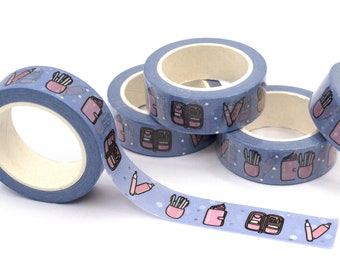 Planning | Silver Foiled Doodle Washi Tape | Plannerface Decorative Tape, Cute Stationery, Planner Tape, Scrapbooking