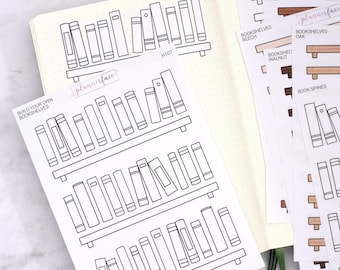 Build Your Own Bookshelf Reading Stickers for Junk Journals, Notebooks & Scrapbooking, Book Log Goal Tracking
