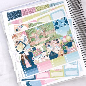 Kit di adesivi settimanali per la laurea per la pianificazione verticale (7x9, B6 A5) / 7+ pagine di adesivi funzionali e decorativi per planner, per conservare i ricordi