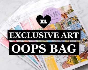 XL Planner Sticker Oops Bag with Exclusive Art (20 Sheets) | Sticker Bundle Misfits Grab Bag Random Mix | Removable Matte or Premium Matte