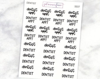 Dentist Appointment Scripts | Lettering Planner Stickers, Planning Scripts, Mixed Hand Lettered Fonts in Black (S037)