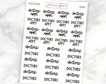 Doctors Appointment Scripts | Lettering Planner Stickers, Planning Scripts, Mixed Hand Lettered Fonts in Black (S036)