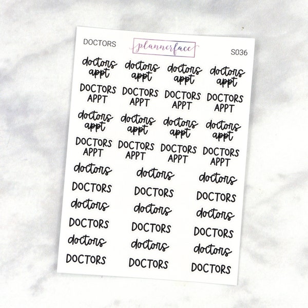 Doctors Appointment Scripts | Lettering Planner Stickers, Planning Scripts, Mixed Hand Lettered Fonts in Black (S036)